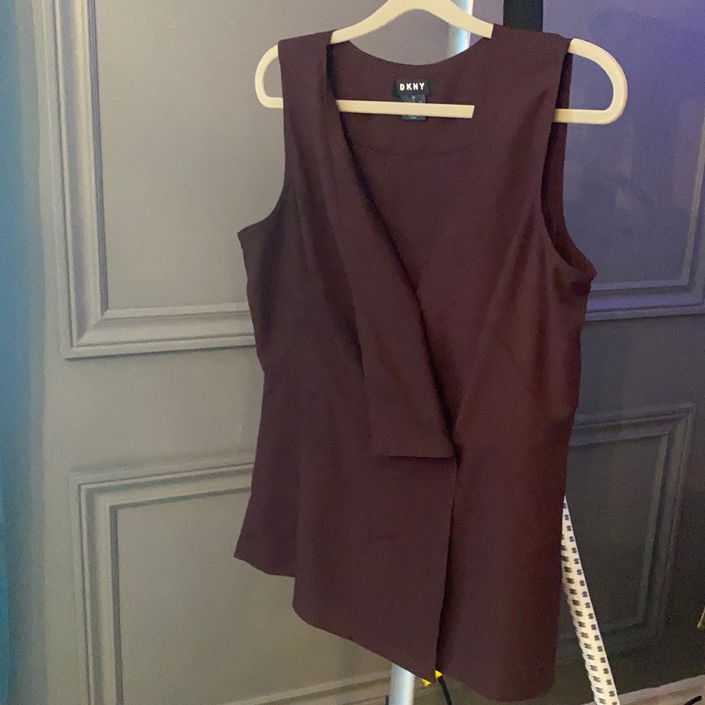 DKNY burgundy wrap top size L